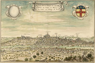 Profile of the City of Le Mans, Capital of the County of Maine. View from the Side of the Village of Rouillon by Louis Boudan